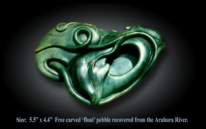 Hand carved jade from the Arahura River.
